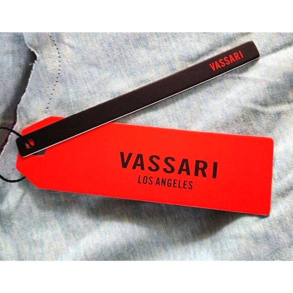 Vassari Los Angeles Aqua Short Sleeve Shirt, Size Large, Designer Cotton/Spandex - Picture 6 of 11